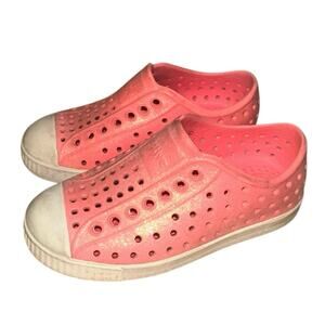 Native Shoes Jefferson Slip-On Water Friendly Sneakers Glitter Coral Pink